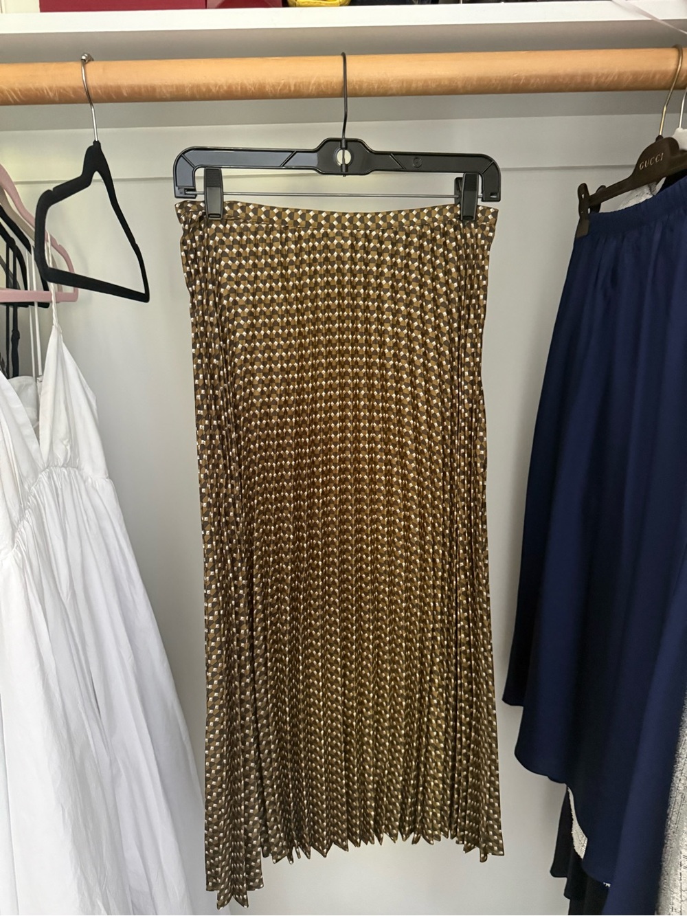 Banana Republic Metallic Brown Pleated Midi Skirt